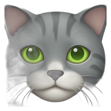 dark grey fat cat with green eyes smiling sticker