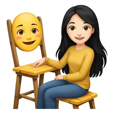 a yellow woman sitting on a chair sticker