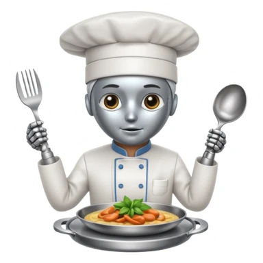 obot chef preparing a gourmet meal sticker