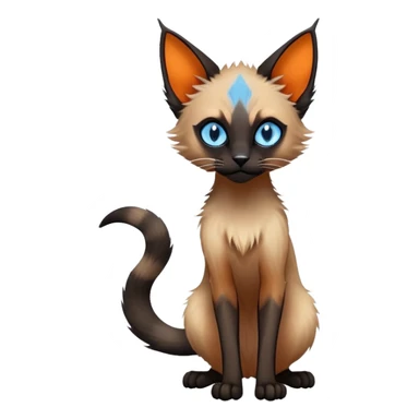 Colorful exotic Fantasy-Siamese-Fakémon-Lykoi-feline-hybrid (full body) sticker