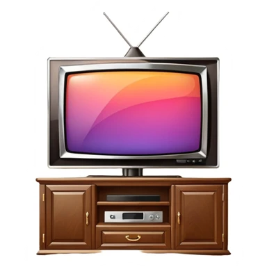 modern tv with news channel on it standing on a super luxurious cupboard sticker