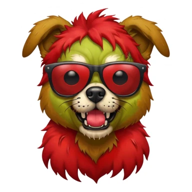 Zombie dog with red hair and sun glasses sticker
