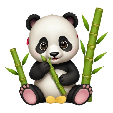 baby panda eating bamboo sticker