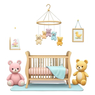 baby room, Nursery with pastel walls and hanging mobile sticker