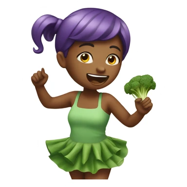 Dancing girl eating vegetables like eggplants  sticker