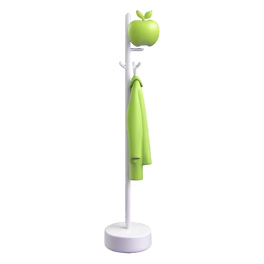 sleek white standing coat rack with apple-inspired minimalist design sticker