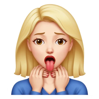 woman choking self out with hands around neck and tongue out sticker