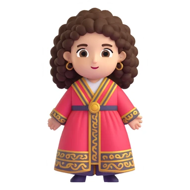 Beautiful Greek character with big puffy curly hair wearing cute traditional clothing sticker