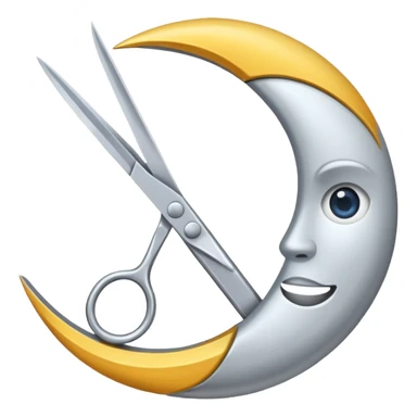 Scissors cutting moon sticker