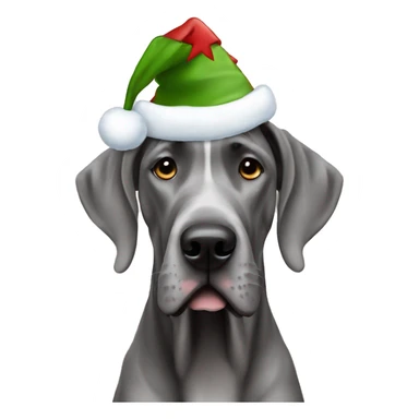 Grey Great dane with a Christmashat sticker