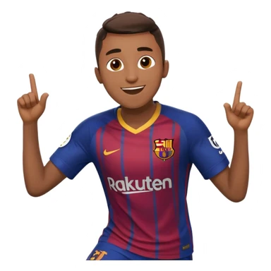 Lamine Yamal celebrating a goal, wearing the 2025 Barcelona kit, iOS style emoji, HD, precise, energetic pose sticker