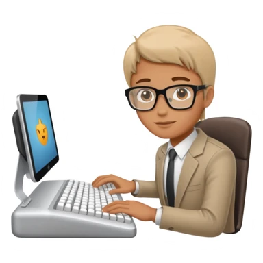 person at a desk typing on a keyboard, manual vetting sticker