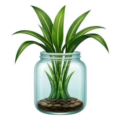 Snake plant with only straight up leaves in a glass jar with water sticker