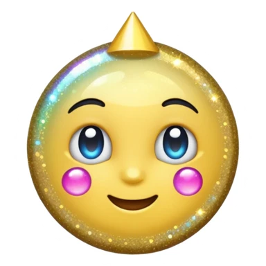emoji of sparkling shiny glitter, with bright sparkles and shimmering particles, simple cute cartoon style sticker