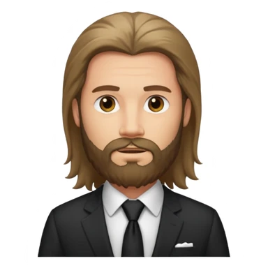 long haired bearded man with suit sticker