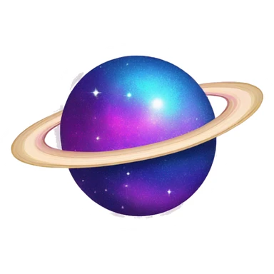 sparkly glittery blue purple and pink glitter planet with saturn ring sticker