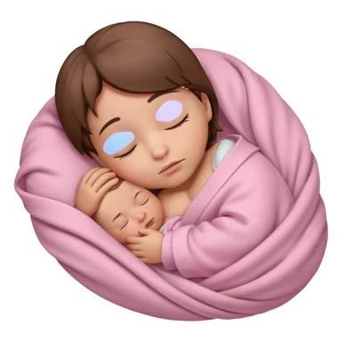 Newborn sleeping baby with brown hair wrapped in a light pink blanket  sticker