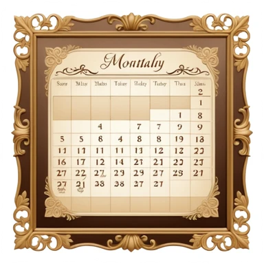 edwardian monthly calendar page sticker