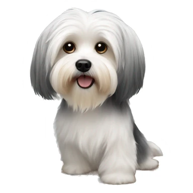 Havanese talking on a cellphone sitting at a computer desk sticker