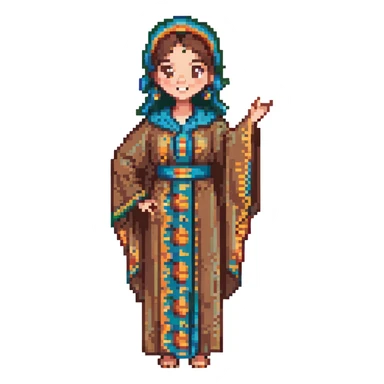 person wearing a caftan, no headscarf, having fun in the desert sticker