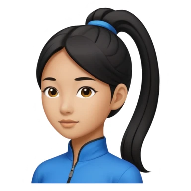 asin girl with black long slick backed hair into tight ponytail  sticker