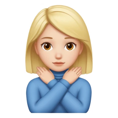 Girl crossing hands around neck  sticker