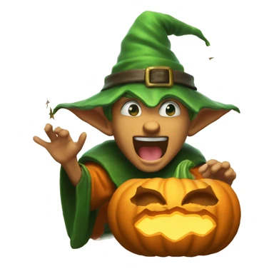 pumkin elf male casting a spell sticker