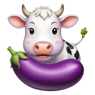 Cow eating eggplant  sticker