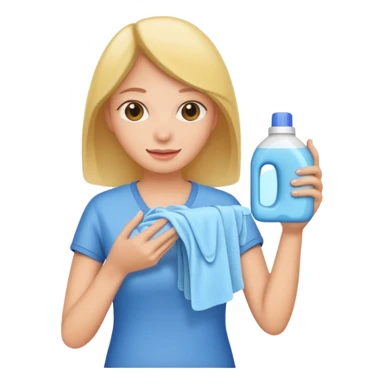 woman holding laundry detergent sticker