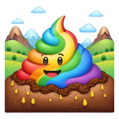 rainbow poop emoji landscape  sticker