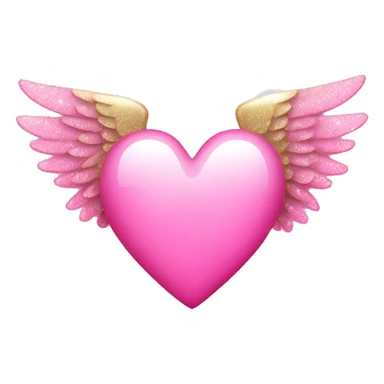 pink sparkly heart with angel wings sticker