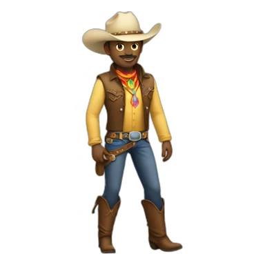 extremely gay cowboy with chaps. full body with a rainbow badge sticker