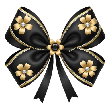 black flower bow with glitter sticker