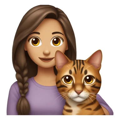 Chocolate-haired girl with a Bengal cat sticker