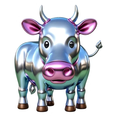   jeff koons style metallic SPAM cow sculpture  sticker