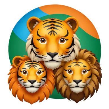 Palabra TEAM UNIVERSO con tigre en la derecha. León izquierda, un mundo en centro sticker