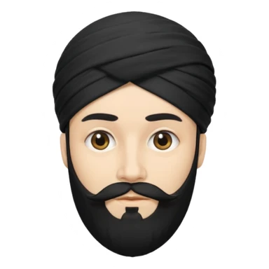 Make me an emoji of a man wearing a black turban, with a beard, and white skin. sticker