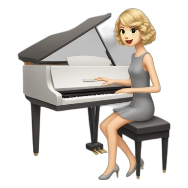 Taylor Swift with a grey dress and she playing piano sticker
