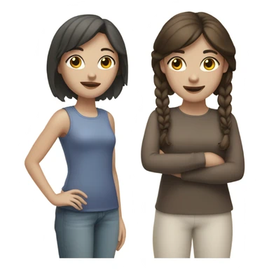 2 besties both white skin both girls and brunet hair sticker