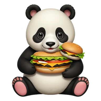 panda holding single burger sticker