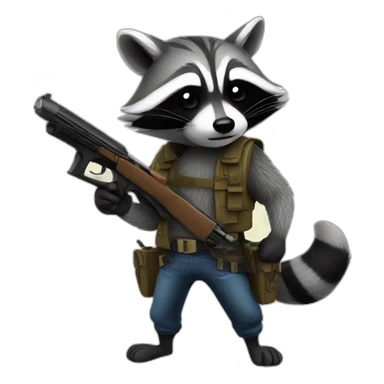Raccoon with a gun sticker