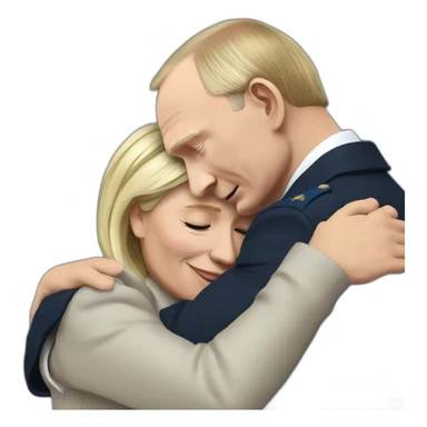 marine lepen giving a hug to vladimir putin sticker