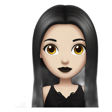 white girl with gothic makeup and long black hair sticker
