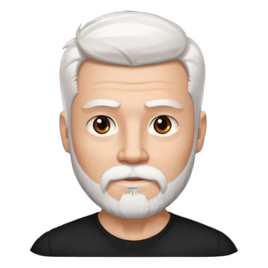 White haired muscled and attractive adult man with a black t-shirt. He has white beard and a long goatee. Dark brown eyes. sticker