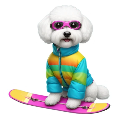 bichon havanais on skis  sticker