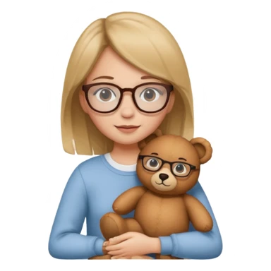 girl glasses and teddy  sticker