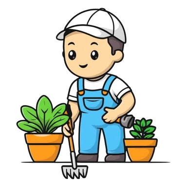 young white gardener sticker