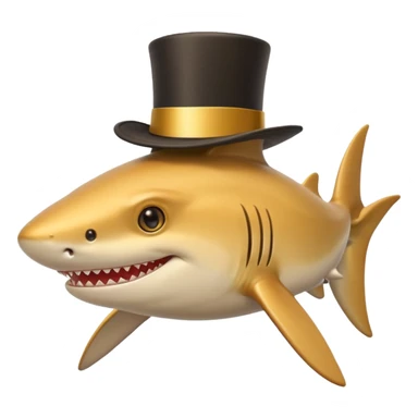 Golden shark with cilinder on his head smiling sticker