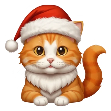 Make me a orange tabby cat with a white chin and a bit of white on the end of his tail with a Santa hat sticker