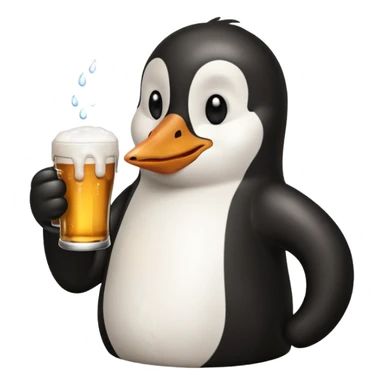 un pingouin réaliste qui boit une bière  sticker